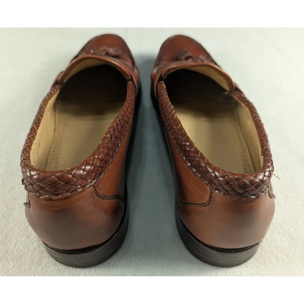 Allen Edmonds Maxfield Mens 10.5 B Chili Brown Braided Tassel Loafers 2780